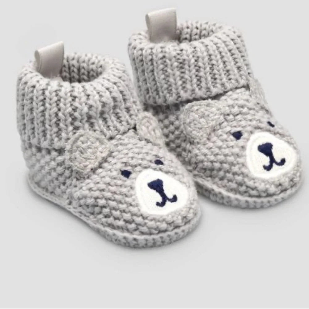 Carter's Just One You® Baby Boys' Knitted Bear Slippers - Gray - Newborn
